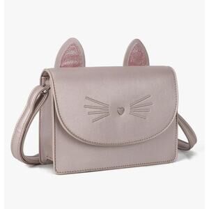 NWT Glitter Pink Satin Cat/Kitten Crossbody Purse Bag